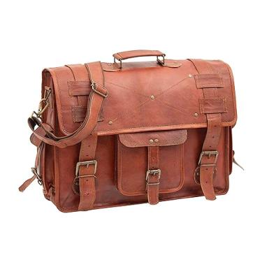 Imagem de Bolsa mensageiro de couro feita à mão para laptop bolsa envelhecida (33 x 45 cm) mochila e pasta elegante para homens (PADRÃO 1)