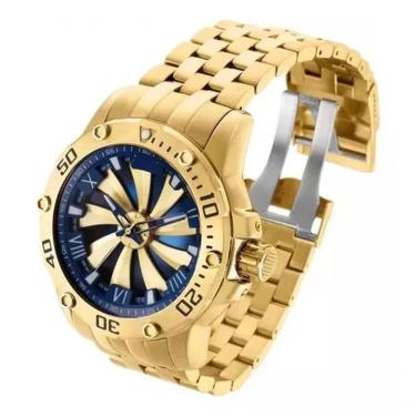 Imagem de Relógio Roleta Giratória Dourado Aço Masculino