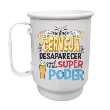 Imagem de Caneca Alumínio 500ml Carnaval Eu faço a cerveja desaparecer - LARANJA
