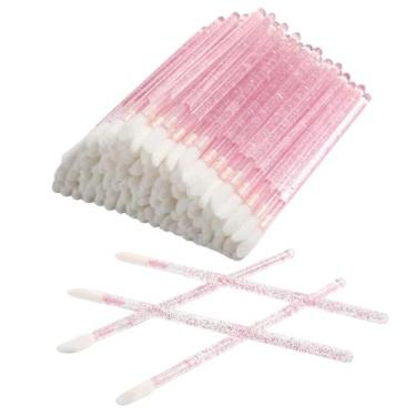 Imagem de 50 Pincel Aplicador Descartável Gloss Batom Maquiagem Limpeza Cílios -