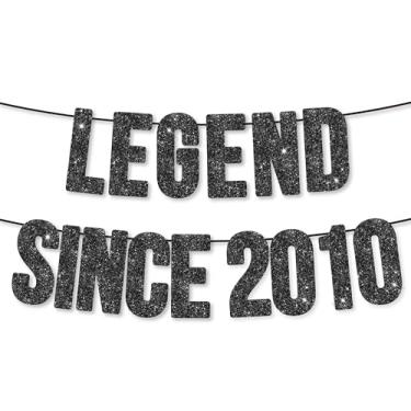 Imagem de Faixa pré-amarrada Legend Since 2010 para decoração de festa de aniversário de 15 anos, faixa de festa de aniversário feliz 15 anos, feita à mão - preta
