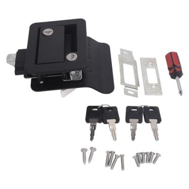 Imagem de Lybunair Fechadura de porta RV com fechadura de pá, trava de maçaneta de porta, trava de porta de entrada fechada, preta para trailer