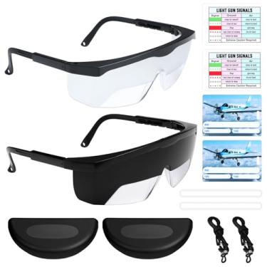 Imagem de Saysurey Conjunto de 2 óculos IFR Aviation Flight Training Goggles IFR View Limiting Device Adjustable Temples Goggles Instrument with BagTag Box PVC Lanyard and Storage Bag for Pilot Training