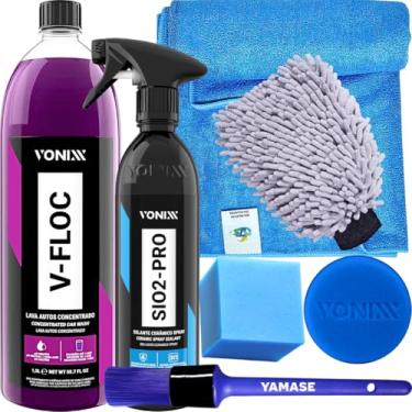 Imagem de Kit Lavagem Moto Carro Fosco Shampoo Cera Pincel Luva Vonixx