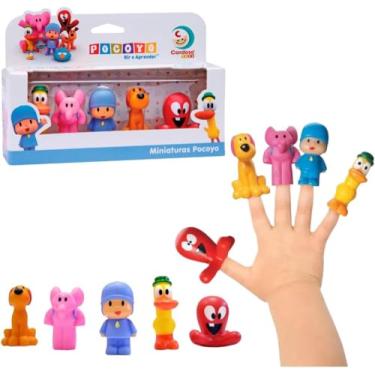 Imagem de Bonecos Turma do Pocoyo Miniatura Dedoches de Vinil 5 Bonecos Macios Versáteis para Colecionar e Brincar