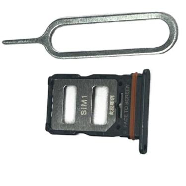 Imagem de zhxchzhi Suporte de bandeja de cartão SIM duplo OEM solt+pin compatível com xiaomi Redmi 11T pro+Plus Parts preto
