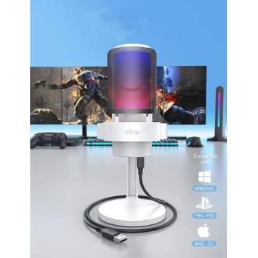 Imagem de Microfone Fifine A8 RGB USB - Branco