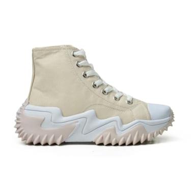 Imagem de Bota Unisex Plataforma Tratorada Botinha Feminina e Masculina Cano Médio (Bege, BR, Adulto, Numérico, 36)