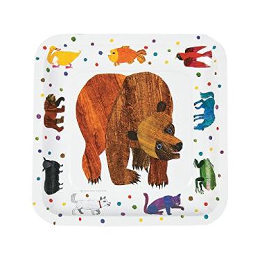 Imagem de Fun Express World of Eric Carle Brown Bear What Do You See Pratos de Sobremesa de Papel Quadrado - Decorações Pratos de Papel Descartáveis - Utensílios de Mesa para Festa de Aniversário Chá de Bebê