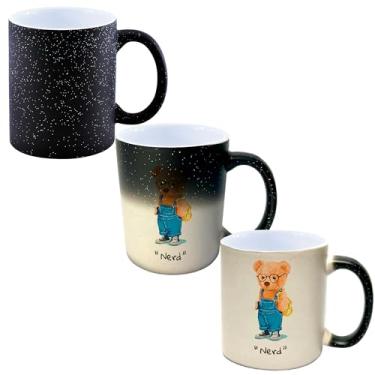 Imagem de Caneca Mágica Glitter Muda de Cor Porcelana 325ml - URSO TEDDY NERD