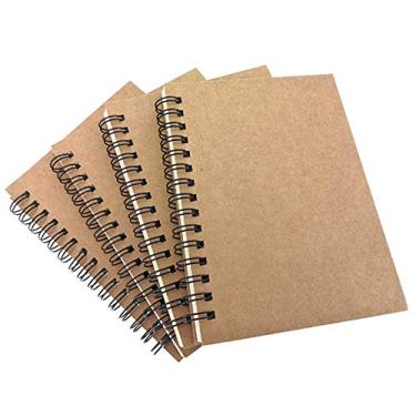 Imagem de ALIMITOPIA Caderno espiral, caderno de esboços encadernado em arame, bloco de notas, agenda de anotações, tamanho A6 e 50 folhas (4 peças, páginas pautadas)