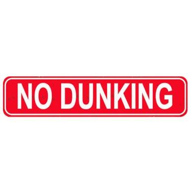 Imagem de Placa sem Dunking - Cesta de basquete para piscina, placa de nome de metal rústico ou placa de nome de porta, decoração de parede de pub e bar, placa de metal vermelha 40,6 x 10,2 cm