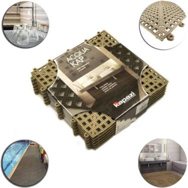 Imagem de Piso Borracha Tapete Acqua Kap 06 Pçs Banheiro Piscina Bege - Kapazi