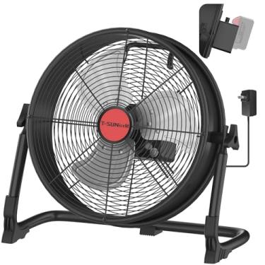 Imagem de Ventilador de chão operado por bateria de 30,5 cm para bateria Milwaukee M18 18 V, ventilador portátil com adaptador CA e saída USB, metal industrial de alta velocidade, ventilador sem fio de