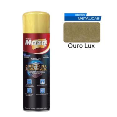 Imagem de Spray Esmalte Direto Na Ferrugem Ouro Lux 250G 31527 - Maza