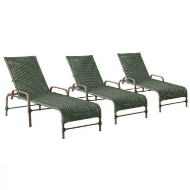 Imagem de 3 Espreguiçadeiras Reclinavel Catar Marrom Corda Nautica Trama Origina