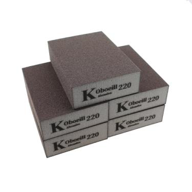 Imagem de RLECS 5 peças lavável reutilizável marrom 220 esponja dura bloco de lixamento marcenaria lixa costura ferramentas de polimento 100 x 70 x 25 mm