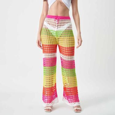 Imagem de Calça Feminina Tricot Croche Saida De Praia Pantalona Verão - SWISS BO