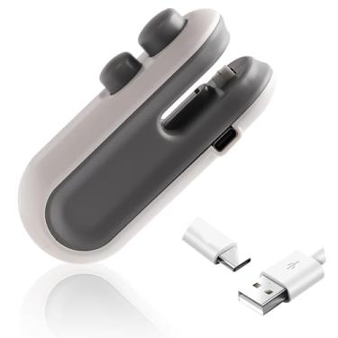 Imagem de Mini seladora de sacos, 2 em 1, máquina de selagem recarregável com ímã 2 em 1, seladora a vácuo, portátil, seladora a vácuo, revendedora para sacolas plásticas, sacos de armazenamento de alimentos