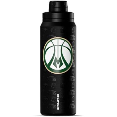 Imagem de Hydrapeak Garrafa de água ativa Milwaukee Bucks 740 ml oficialmente licenciada pela NBA com tampa e alça reutilizável de aço inoxidável, isolamento de parede dupla, presente esportivo