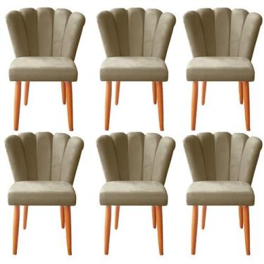 Imagem de Kit 6 Cadeiras De Jantar Estofadas Reforçada Decorativa Pétala Suede -