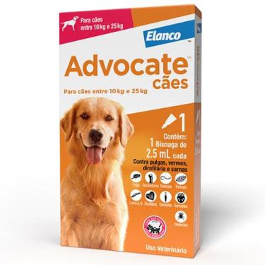 Imagem de Advocate Elanco Antipulgas para Cachorro 10 à 25kg 1 Pipeta