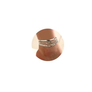 Imagem de Tornozeleiras femininas de ouro 14 quilates, impermeável, com strass, corrente de elos cubanos, joia de praia para mulheres, One Size, Aço inoxidável, Sem Pedra Preciosa