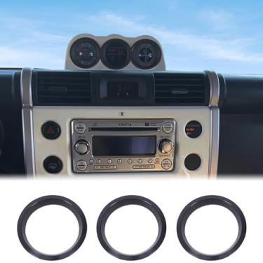 Imagem de Aunginsy Painel de painel central capa de anel decorativo compatível com Toyota FJ Cruiser 2007-2021 carro alumínio painel instrumento relógio cronômetro bússola envoltório anel guarnição acessórios