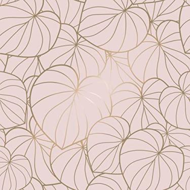 Imagem de Papel De Parede 12m Folha Rosa Rosê Gold Autocolante
