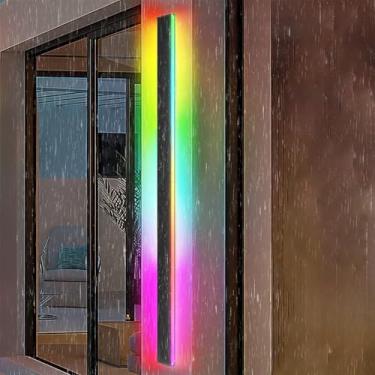 Imagem de Lâmpada de parede longa RGB para ambientes externos RGB regulável com controle remoto IP65 à prova d'água arandela de parede de LED interna/externa para celebrações de férias em casa reunião de festa