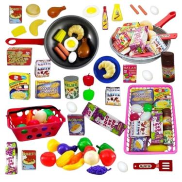 Imagem de Cesta de Frutas e Legume Infantil Piquenique Cestinha com 44 Pçs