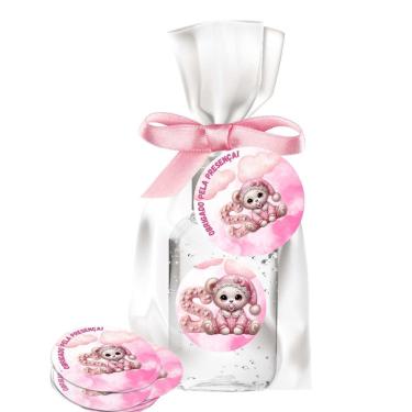 Imagem de kit 25 Lembrancinhas Alcool Gel Ursinha Rosa Maternidade e Chá De Bebê	