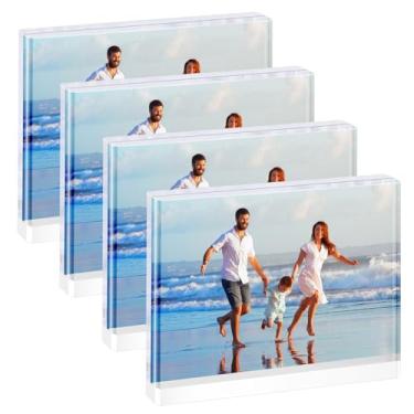 Imagem de Pacote com 4 molduras de acrílico com 4 × 6 – Tela magnética discreta de mesa para mini filme Instax e fotos Polaroid, estética para quarto/escritório perfeito para lembranças e presentes (10 x 15 cm