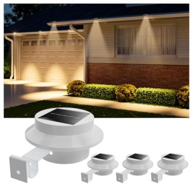 Imagem de Pacote com 4 lâmpadas de LED brancas brilhantes movidas a energia solar para ambientes externos à prova d'água para iluminação de chuva, trilhos, fora de casa, parede, deck, varanda, garagem