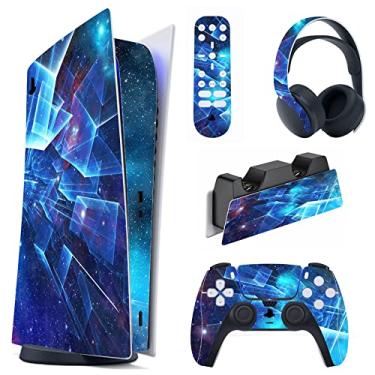 Imagem de PlayVital Conjunto completo de adesivos multidimensionais Galaxy para console PS5 Edição Digital, adesivo de vinil PS5 para controle Playstation 5 e DualSense e estação de carregamento e fone de ouvido e controle remoto de mídia