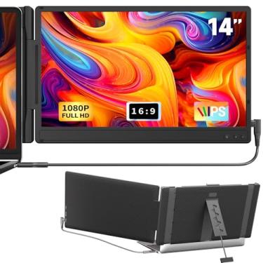 Imagem de KOJOM Extensor de tela de laptop de 14 polegadas – Extensor de monitor de laptop duplo FHD IPS 1080p atualizado Plug & Play com suporte ajustável compatível com laptop Windows Mac Chrome de 13 a 17