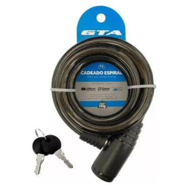 Imagem de Cadeado Para Bicicleta Com Chave - 12mm X 1000mm Gta Cor Preto