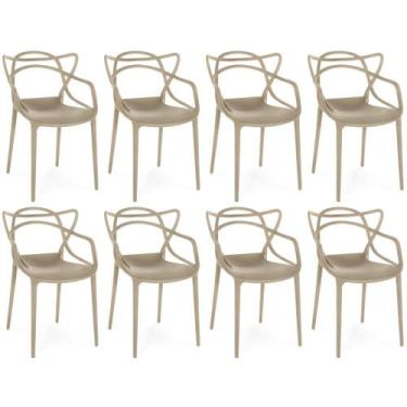Imagem de Kit 8 Cadeiras de Jantar Allegra Prática Empilhável - Nude - Magazine 