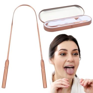 Imagem de Raspador de Língua, Raspador de Língua de Cobre,Design em U para Mau Hálito, Cabo Antiderrapante, Cobre Puro com Estojo