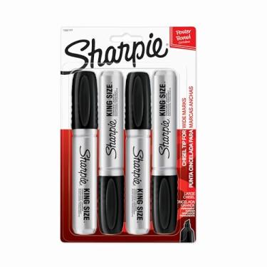 Imagem de Sharpie Marcador permanente tamanho king grande ponta de cinzel ótimo para cartazes pretos 4 unidades