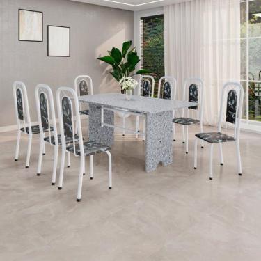 Imagem de Conjunto para Sala de Jantar com 8 Cadeiras Lara Preto / Branco / Cinz