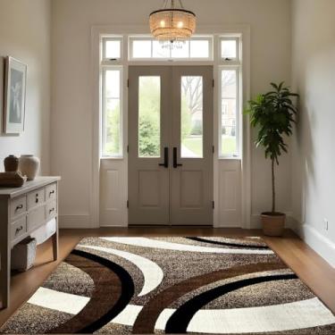 Imagem de 1 Tapete Entrada Porta Hall Grande Belga Es Mo 140 x 200 Vr (D4Mod Bege Preto Branco Marrom - Moderno Manchado Abstrato)