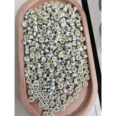 Imagem de Miçangas 50 gr. aprox. 350 Letras alfabeto pulseiras artesanato colare