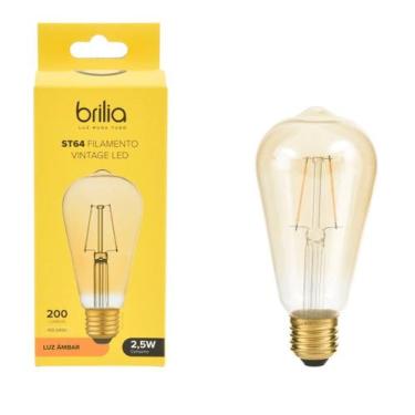 Imagem de Lâmpada filamento led vintage st64 2,5w 2000k e27 âmbar - brilia