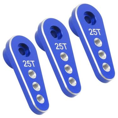 Imagem de 3Pcs Vgoohobby Metal 25T Servo Arm 25 Teeth Steering Horn Fit for Standard Servo Motors Compatible with Traxxas Axial Tamiya 1/10 RC Crawler Car Drift Car (Blue)