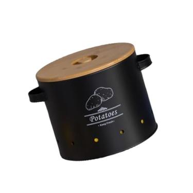 Imagem de Llazsybz Recipiente para Armazenamento de Vegetais de Cozinha, Batata, Cebola, Lata de Alho, Recipiente de Metal com Orifícios de Ventilação, Lata de Cozinha, L