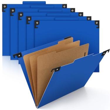 Imagem de Henoyso 10 peças de pastas de classificação de quadro de pressão para pendurar, organizador de classificação de guia superior, pastas de arquivo tamanho carta com fixadores, 3 divisórias, azul