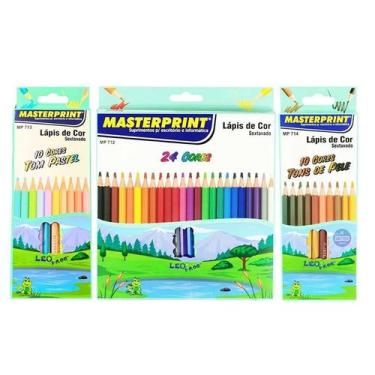 Imagem de Kit Lápis de Cor Sextavado 44 Cores - Masterprint - Tendtudo