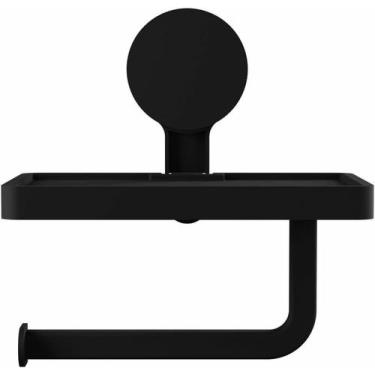 Imagem de Papeleira c/ sup adesivo preto fosco ad/paps - astra