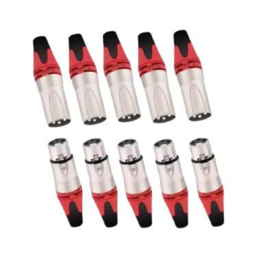 Imagem de simhoa Conjunto de 10 Conectores XLR Macho E Fêmea para Áudio, vermelho